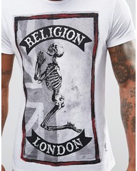 weißes T-Shirt mit einem Rundhalsausschnitt von Religion