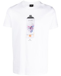 weißes T-Shirt mit einem Rundhalsausschnitt von PS Paul Smith