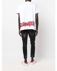 weißes T-Shirt mit einem Rundhalsausschnitt von DSQUARED2