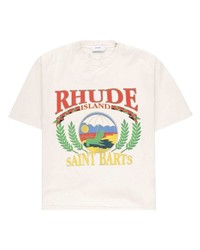 weißes T-Shirt mit einem Rundhalsausschnitt von Rhude