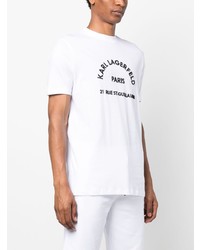 weißes T-Shirt mit einem Rundhalsausschnitt von Karl Lagerfeld