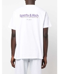 weißes T-Shirt mit einem Rundhalsausschnitt von Sporty & Rich