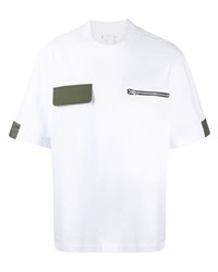 weißes T-Shirt mit einem Rundhalsausschnitt von Sacai