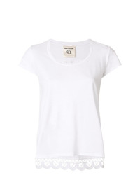 weißes T-Shirt mit einem Rundhalsausschnitt von Semicouture