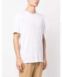 weißes T-Shirt mit einem Rundhalsausschnitt von 120% Lino