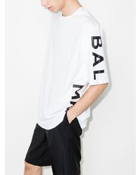 weißes T-Shirt mit einem Rundhalsausschnitt von Balmain