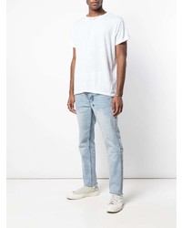 weißes T-Shirt mit einem Rundhalsausschnitt von Greg Lauren