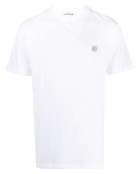 weißes T-Shirt mit einem Rundhalsausschnitt von Stone Island