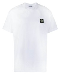 weißes T-Shirt mit einem Rundhalsausschnitt von Stone Island