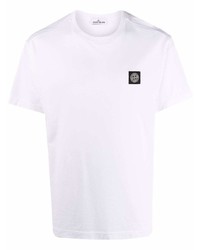 weißes T-Shirt mit einem Rundhalsausschnitt von Stone Island