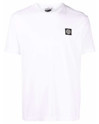 weißes T-Shirt mit einem Rundhalsausschnitt von Stone Island