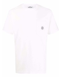 weißes T-Shirt mit einem Rundhalsausschnitt von Stone Island