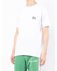 weißes T-Shirt mit einem Rundhalsausschnitt von Stussy