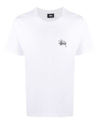 weißes T-Shirt mit einem Rundhalsausschnitt von Stussy