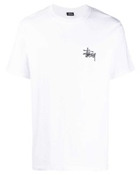 weißes T-Shirt mit einem Rundhalsausschnitt von Stussy