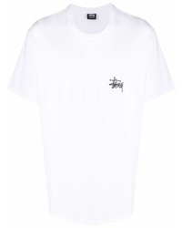 weißes T-Shirt mit einem Rundhalsausschnitt von Stussy