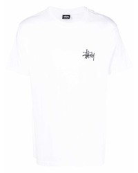 weißes T-Shirt mit einem Rundhalsausschnitt von Stussy