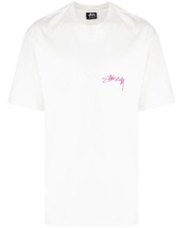 weißes T-Shirt mit einem Rundhalsausschnitt von Stussy