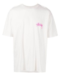 weißes T-Shirt mit einem Rundhalsausschnitt von Stussy