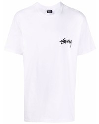 weißes T-Shirt mit einem Rundhalsausschnitt von Stussy