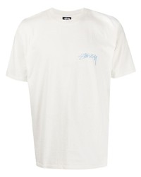 weißes T-Shirt mit einem Rundhalsausschnitt von Stussy