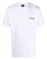 weißes T-Shirt mit einem Rundhalsausschnitt von Stussy