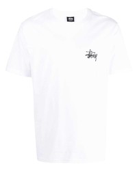 weißes T-Shirt mit einem Rundhalsausschnitt von Stussy