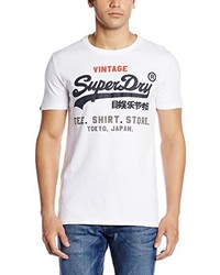 weißes T-Shirt mit einem Rundhalsausschnitt von Superdry