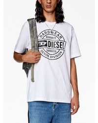 weißes T-Shirt mit einem Rundhalsausschnitt von Diesel