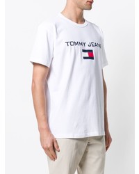 weißes T-Shirt mit einem Rundhalsausschnitt von Tommy Jeans