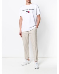 weißes T-Shirt mit einem Rundhalsausschnitt von Tommy Jeans