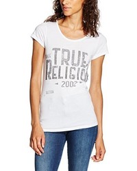 weißes T-Shirt mit einem Rundhalsausschnitt von True Religion