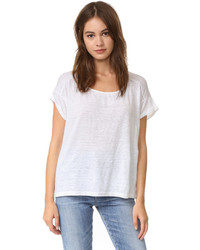 weißes T-Shirt mit einem Rundhalsausschnitt von Velvet