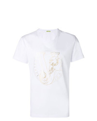weißes T-Shirt mit einem Rundhalsausschnitt von Versace Jeans