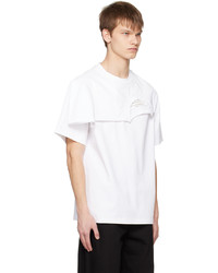 weißes T-Shirt mit einem Rundhalsausschnitt von Feng Chen Wang