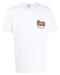 weißes T-Shirt mit einem Rundhalsausschnitt von Woolrich