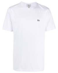 weißes T-Shirt mit einem Rundhalsausschnitt von Woolrich