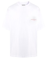 weißes T-Shirt mit einem Rundhalsausschnitt von Wooyoungmi