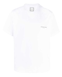 weißes T-Shirt mit einem Rundhalsausschnitt von Wooyoungmi