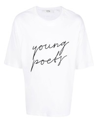 weißes T-Shirt mit einem Rundhalsausschnitt von YOUNG POETS