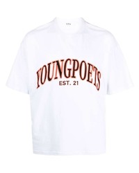 weißes T-Shirt mit einem Rundhalsausschnitt von YOUNG POETS