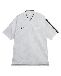 weißes Mit Batikmuster T-Shirt mit einem V-Ausschnitt