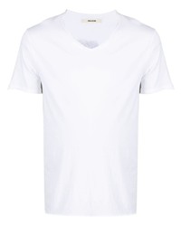 weißes T-Shirt mit einem V-Ausschnitt mit Blumenmuster von Zadig & Voltaire