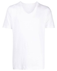 weißes T-Shirt mit einem V-Ausschnitt von 120% Lino