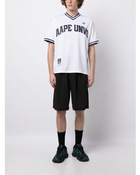 weißes T-Shirt mit einem V-Ausschnitt von AAPE BY A BATHING APE