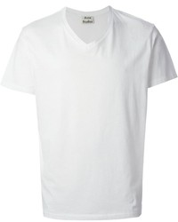 weißes T-Shirt mit einem V-Ausschnitt von Acne Studios