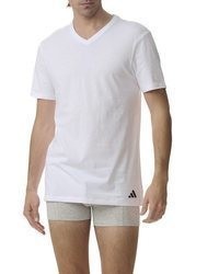 weißes T-Shirt mit einem V-Ausschnitt von adidas Sportswear