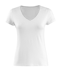 weißes T-Shirt mit einem V-Ausschnitt von Alba Moda