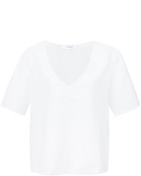 weißes T-Shirt mit einem V-Ausschnitt von Anine Bing