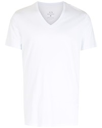 weißes T-Shirt mit einem V-Ausschnitt von Armani Exchange